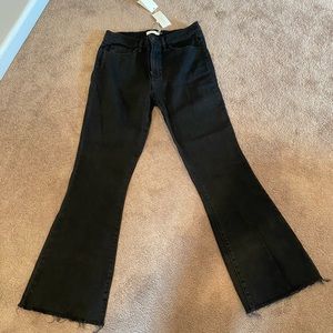 Tory Burch Wade Frayed Flare black jeans